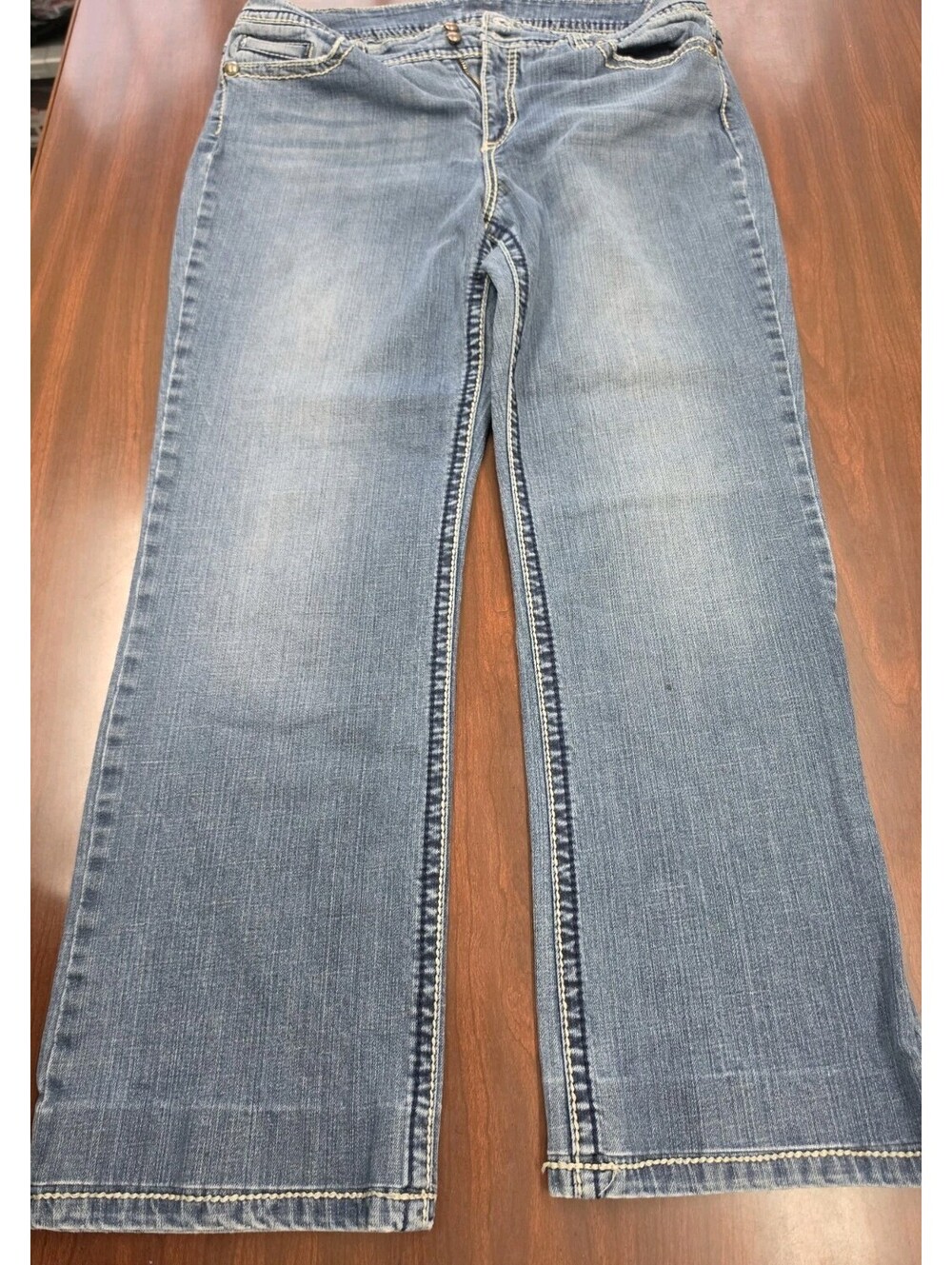 Code Bleu Womens 14 Bootcut Jeans Embellished Flap Pockets Stretch Y2K Boho